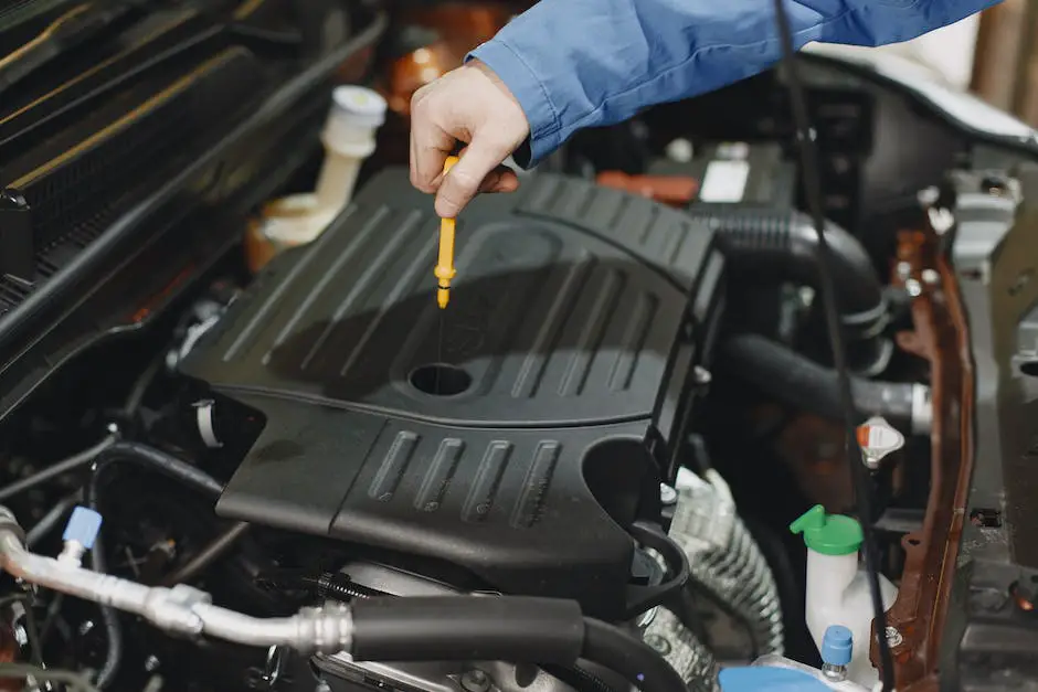 Image description: A person checking the oil level in a car engine.