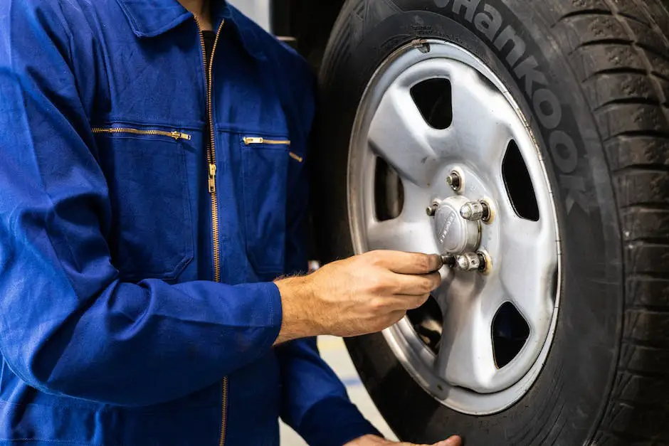 Automobile undergoing control technique inspection inside a garage.