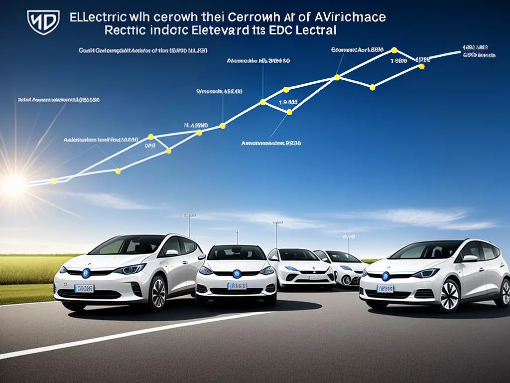 Image depicting the growth of the electric vehicle industry, showing a line chart with an upward trend