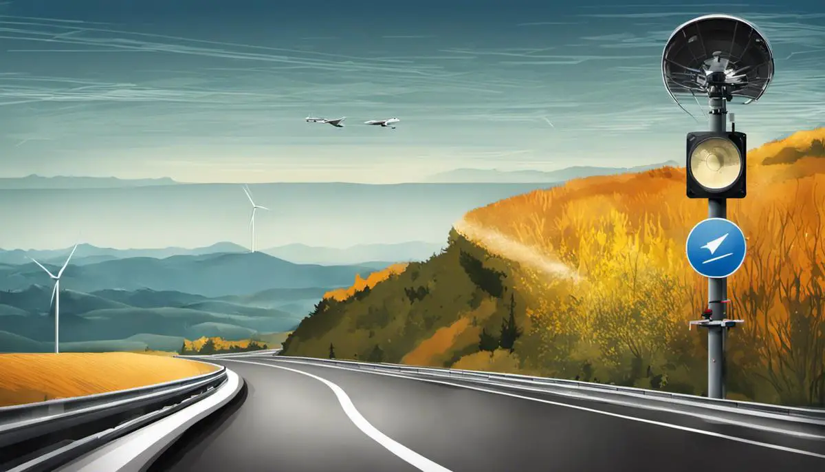 Illustration d'un radar de vitesse sur une route